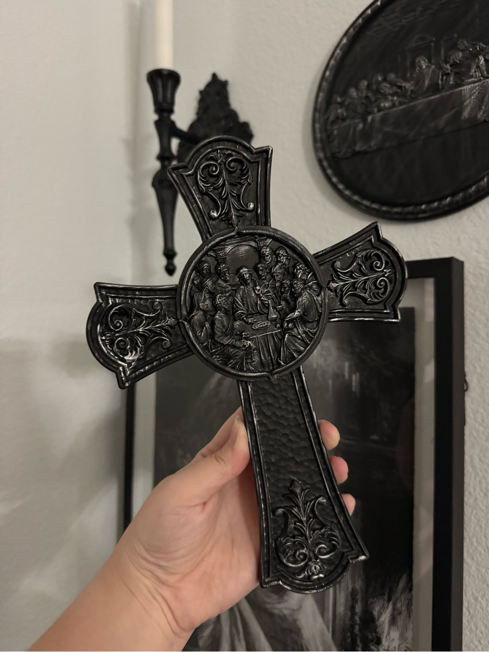 Black Decorative Wall Cross - Ornate Christian Wall Decor